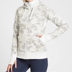 Athleta Women's M Triumph Zip Front Hoodie in Gypsum Camo
